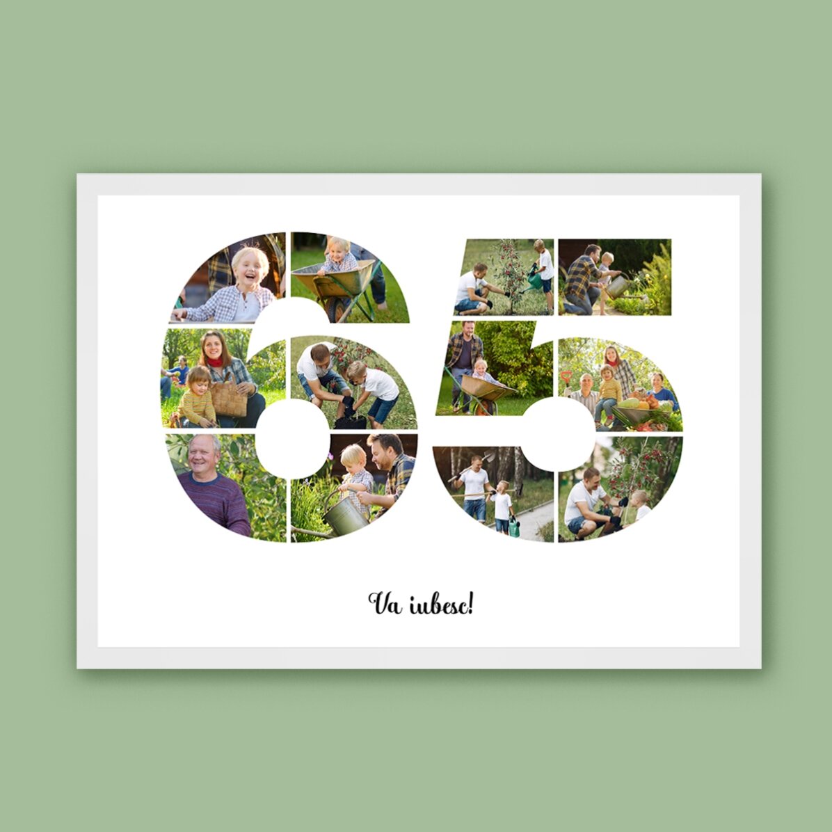 Tablou landscape personalizat cu 12 poze model numărul 65 și mesaj text