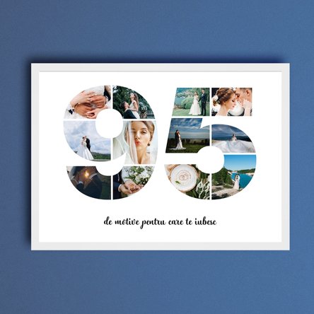 Tablou landscape personalizat cu 12 poze model numărul 95 și mesaj text