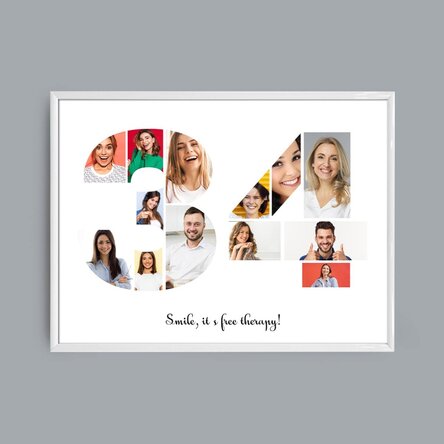 Персонализирано платно с пейзаж с 13 снимки, модел номер 34 и текстово съобщение