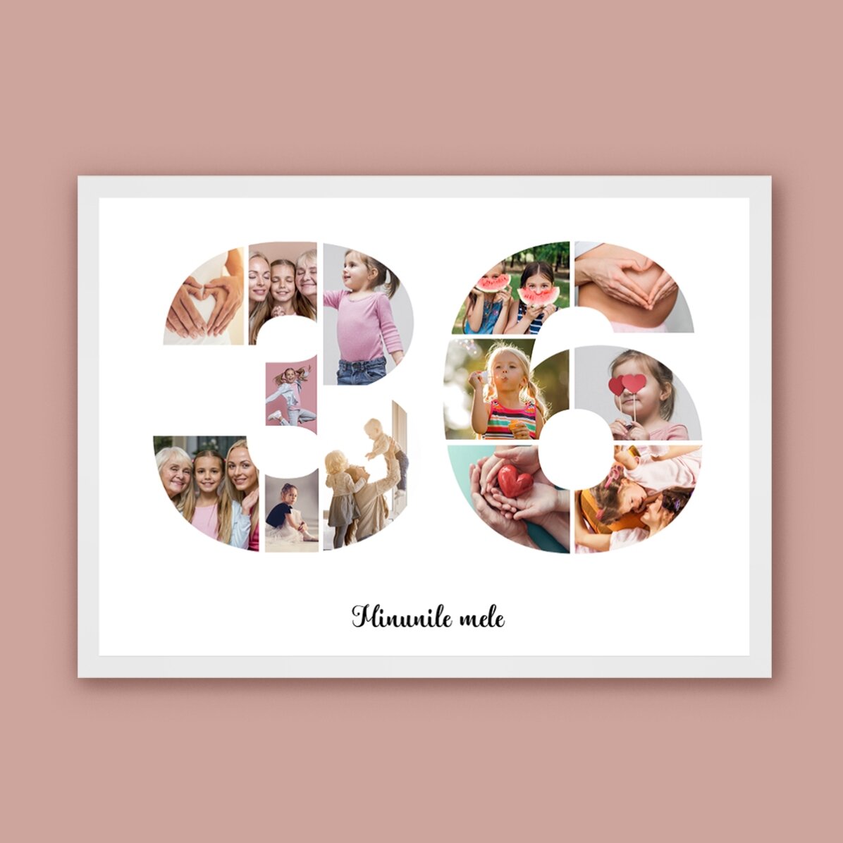 Tablou landscape personalizat cu 13 poze model numărul 36 și mesaj text