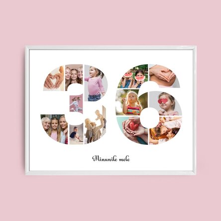 Персонализирано платно с пейзаж с 13 снимки, модел номер 36 и текстово съобщение