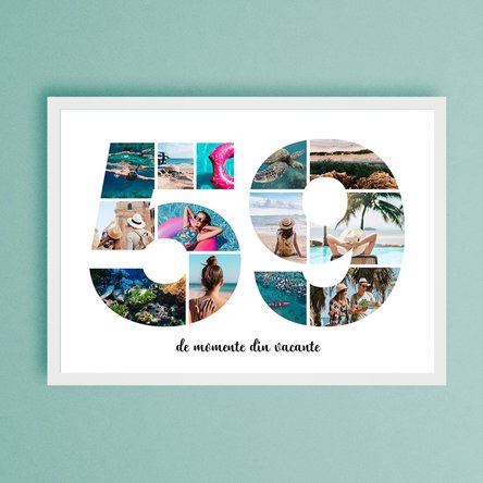 Tablou landscape personalizat cu 13 poze model numărul 59 și mesaj text