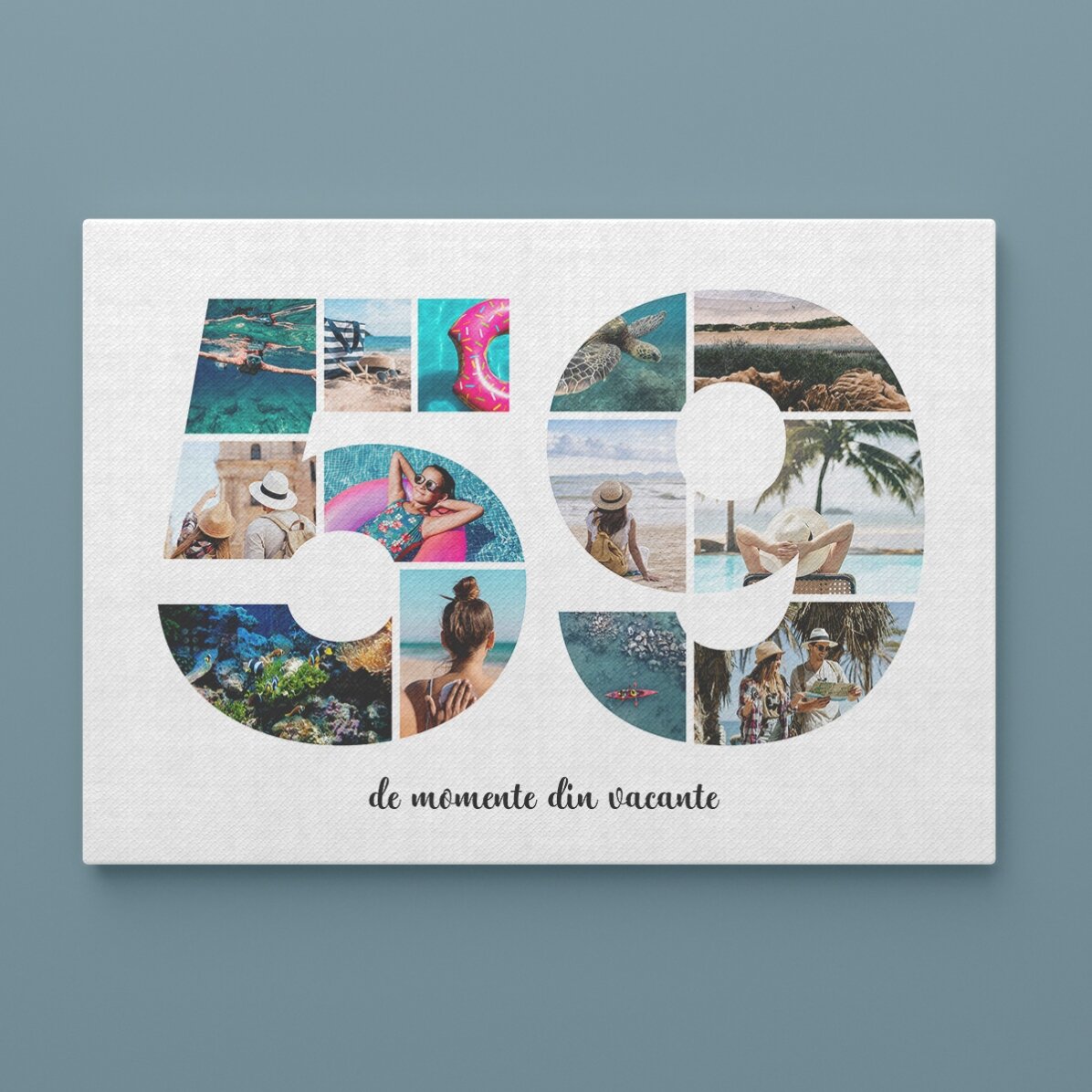 Tablou landscape personalizat cu 13 poze model numărul 59 și mesaj text