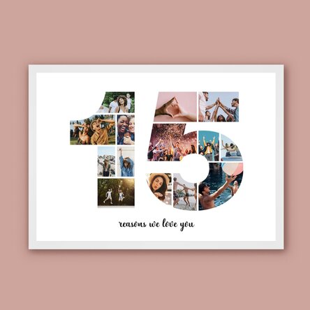 Tablou landscape personalizat cu 14 poze model numărul 15 și mesaj text 