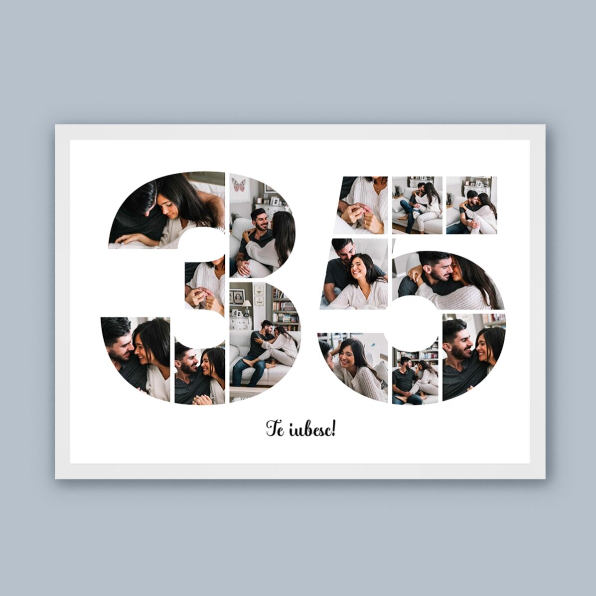 Tablou landscape personalizat cu 14 poze model numărul 35 și mesaj text