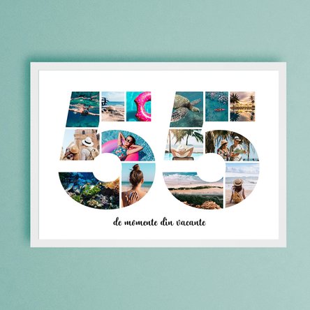 Tablou landscape personalizat cu 14 poze model numărul 55 și mesaj text 