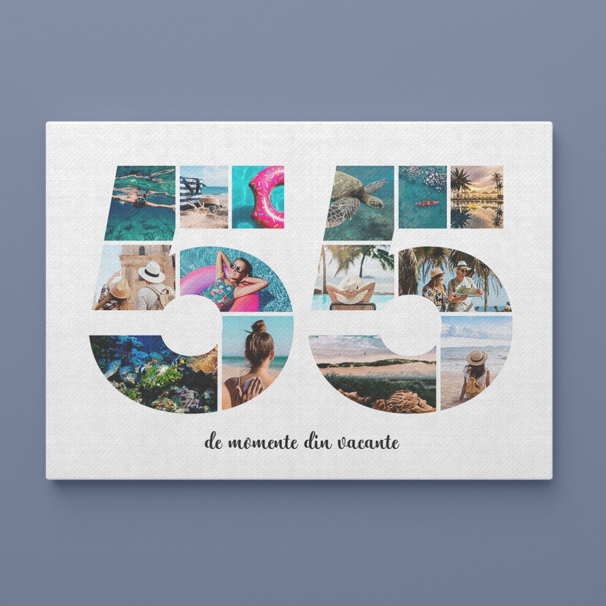 Tablou landscape personalizat cu 14 poze model numărul 55 și mesaj text 