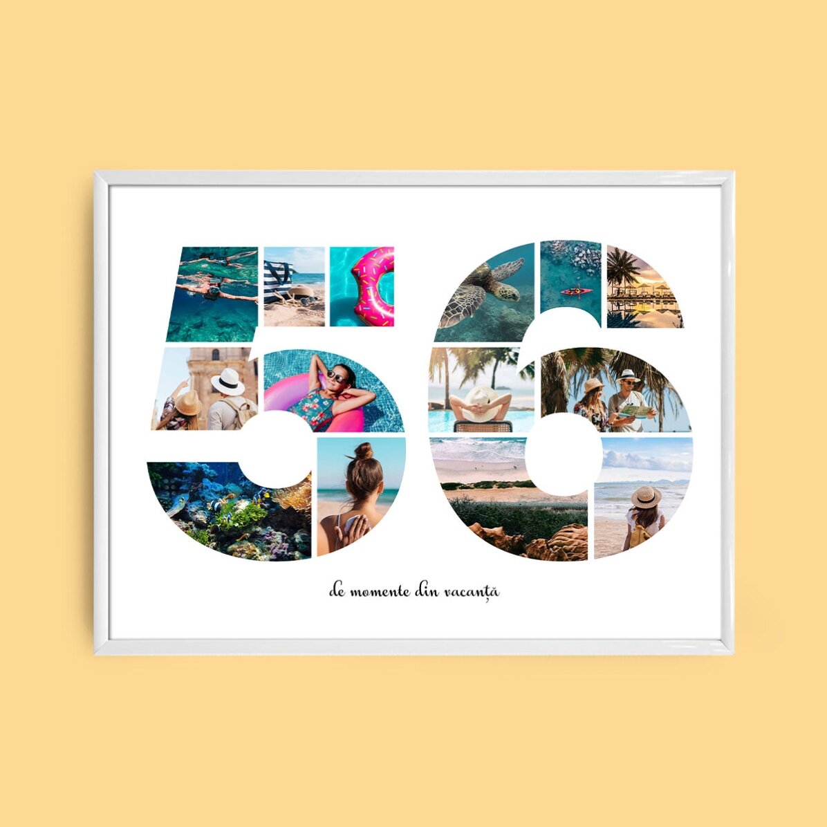 Персонализирано платно с пейзаж с 14 снимки, модел номер 56 и текстово съобщение