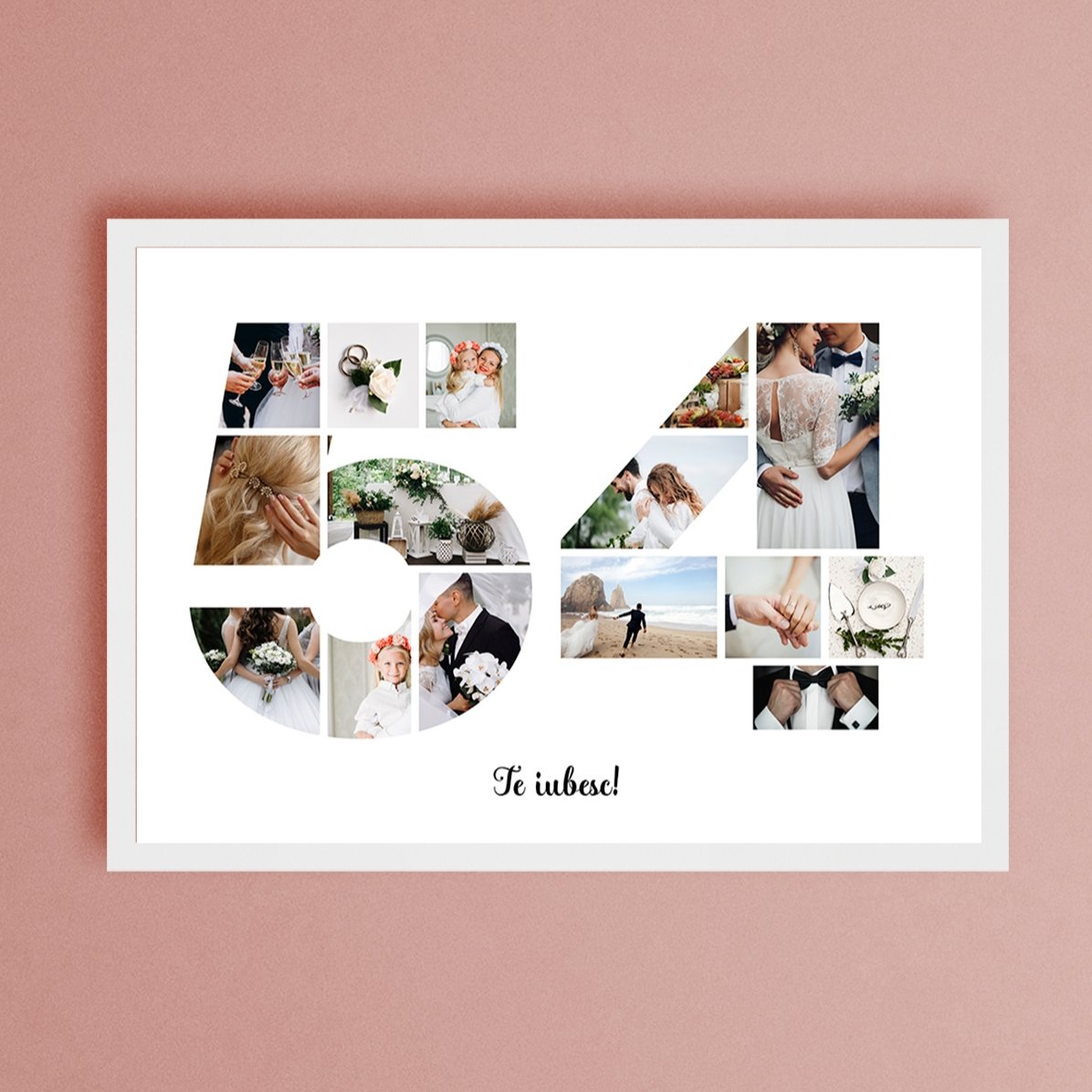 Tablou landscape personalizat cu 15 poze model numărul 54 și mesaj text