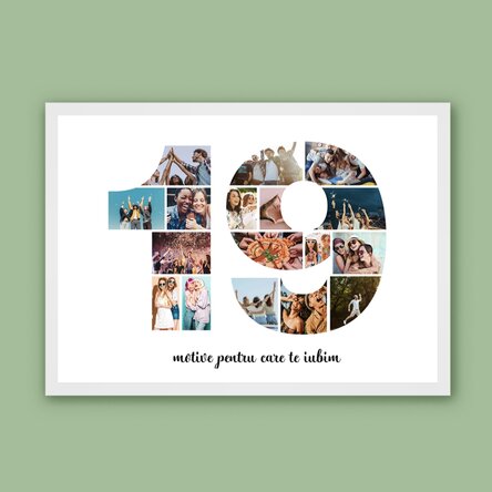 Tablou landscape personalizat cu 17 poze model numărul 19 și mesaj text
