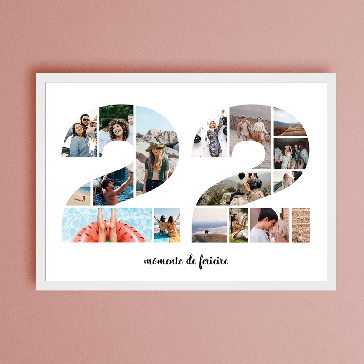 Tablou landscape personalizat cu 17 poze model numărul 22 și mesaj text 