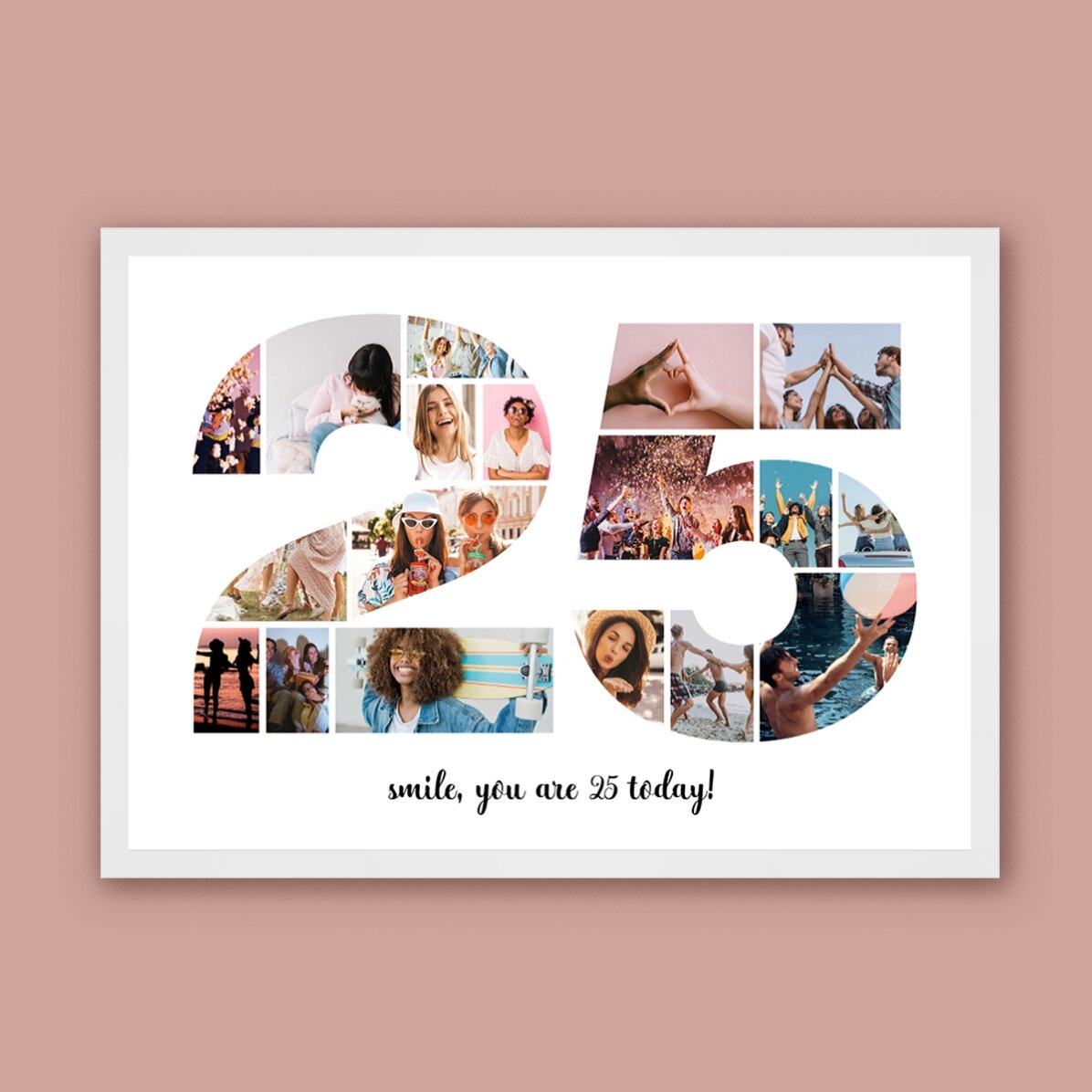 Tablou landscape personalizat cu 18 poze model numărul 25 și mesaj text 