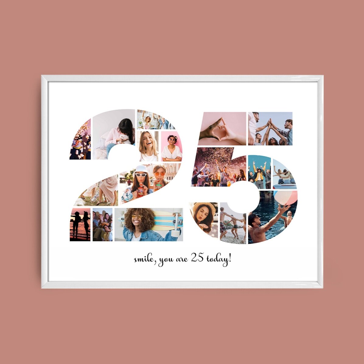 Персонализирано платно с пейзаж с 18 снимки, модел номер 25 и текстово съобщение