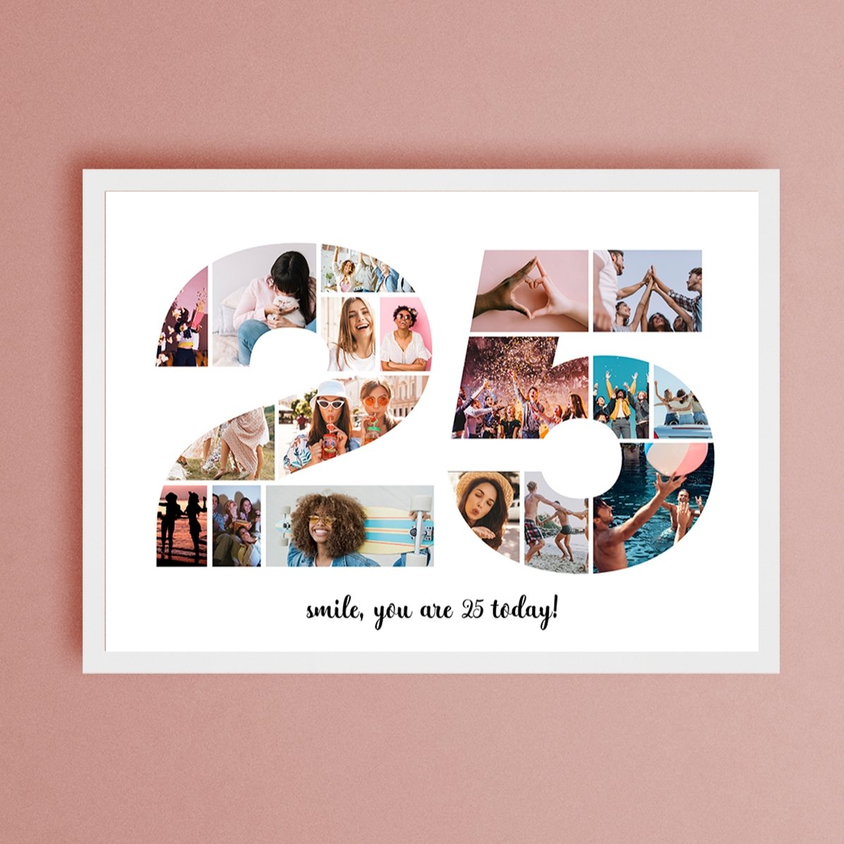 Tablou landscape personalizat cu 18 poze model numărul 25 și mesaj text 