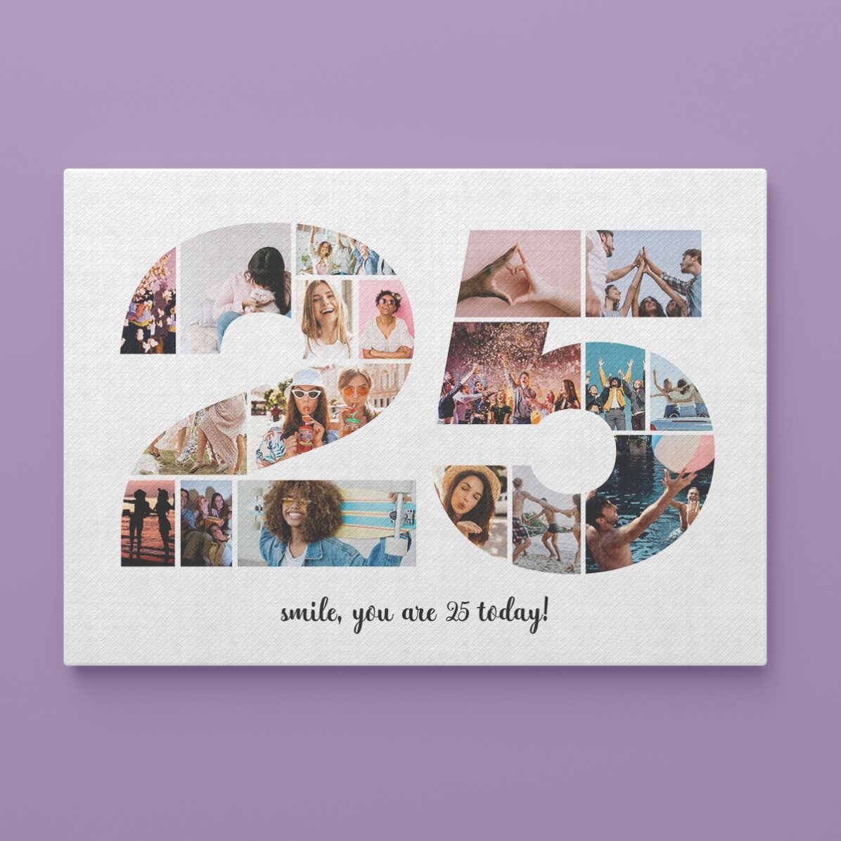 Tablou landscape personalizat cu 18 poze model numărul 25 și mesaj text 