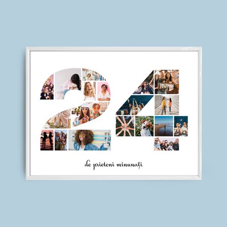 Персонализирана рамка за снимки с 19 фотографии, модел номер 24 и текстово съобщение