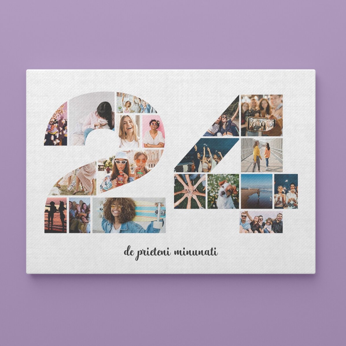 Tablou landscape personalizat cu 19 poze model numărul 24 și mesaj text   