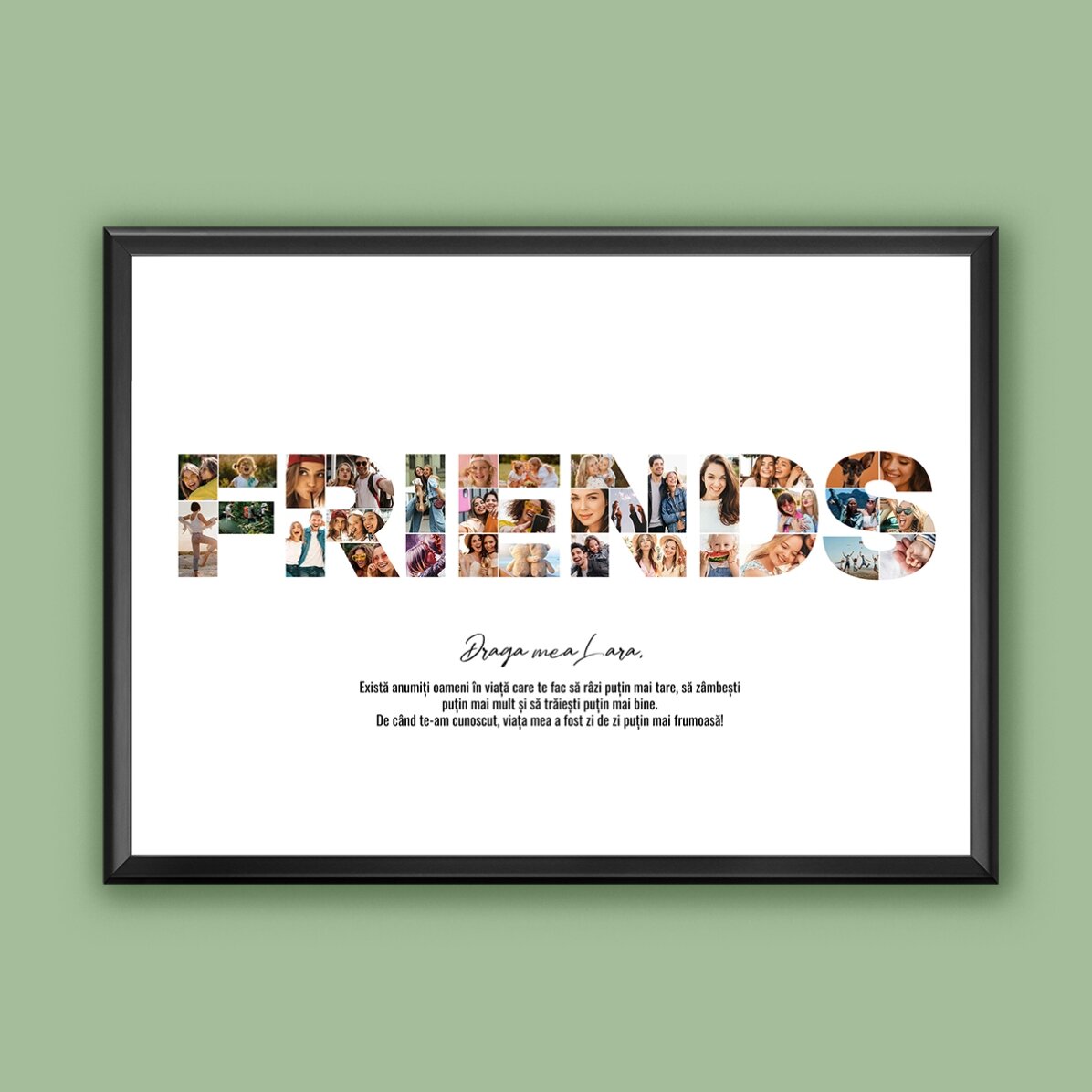 Tablou landscape personalizat cu 34 poze și text - FRIENDS