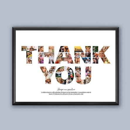 Tablou landscape personalizat cu 46 poze și text - THANK YOU