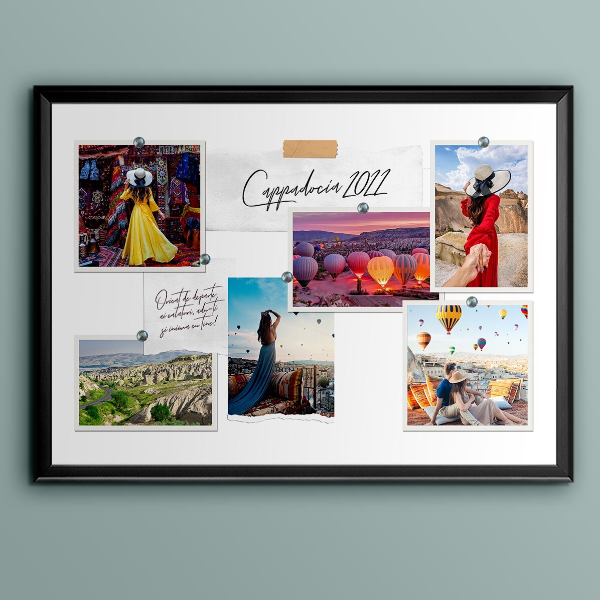 Tablou landscape personalizat cu 6 poze și text - Vacanta ta