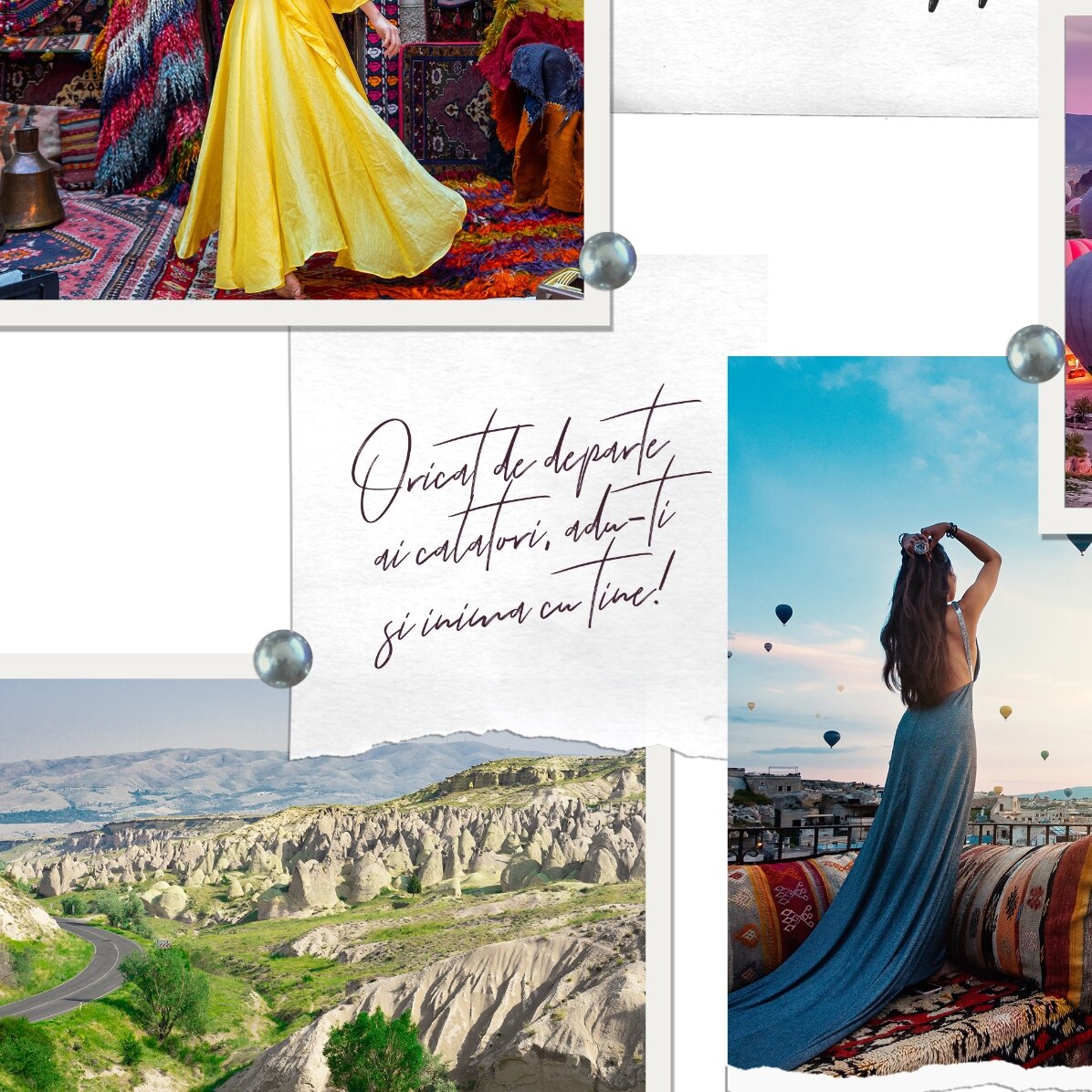 Tablou landscape personalizat cu 6 poze și text - Vacanta ta