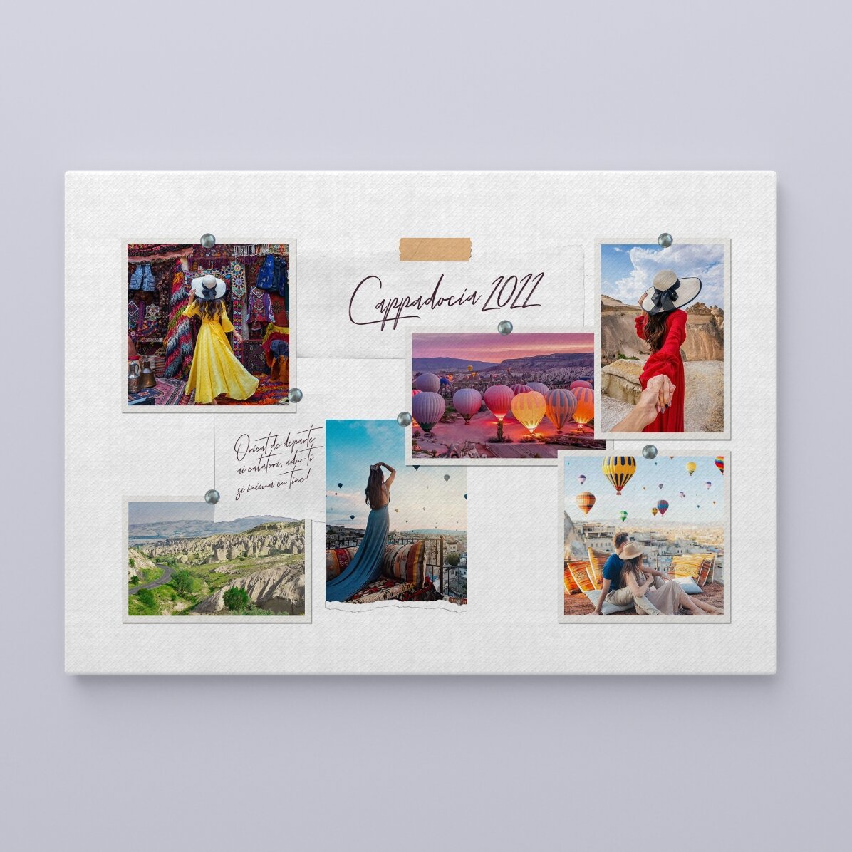 Tablou landscape personalizat cu 6 poze și text - Vacanta ta