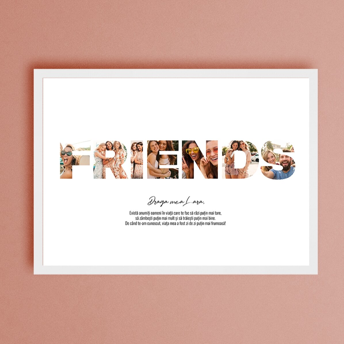 Tablou landscape personalizat cu 7 poze și text - FRIENDS