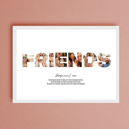 Tablou landscape personalizat cu 7 poze și text - FRIENDS