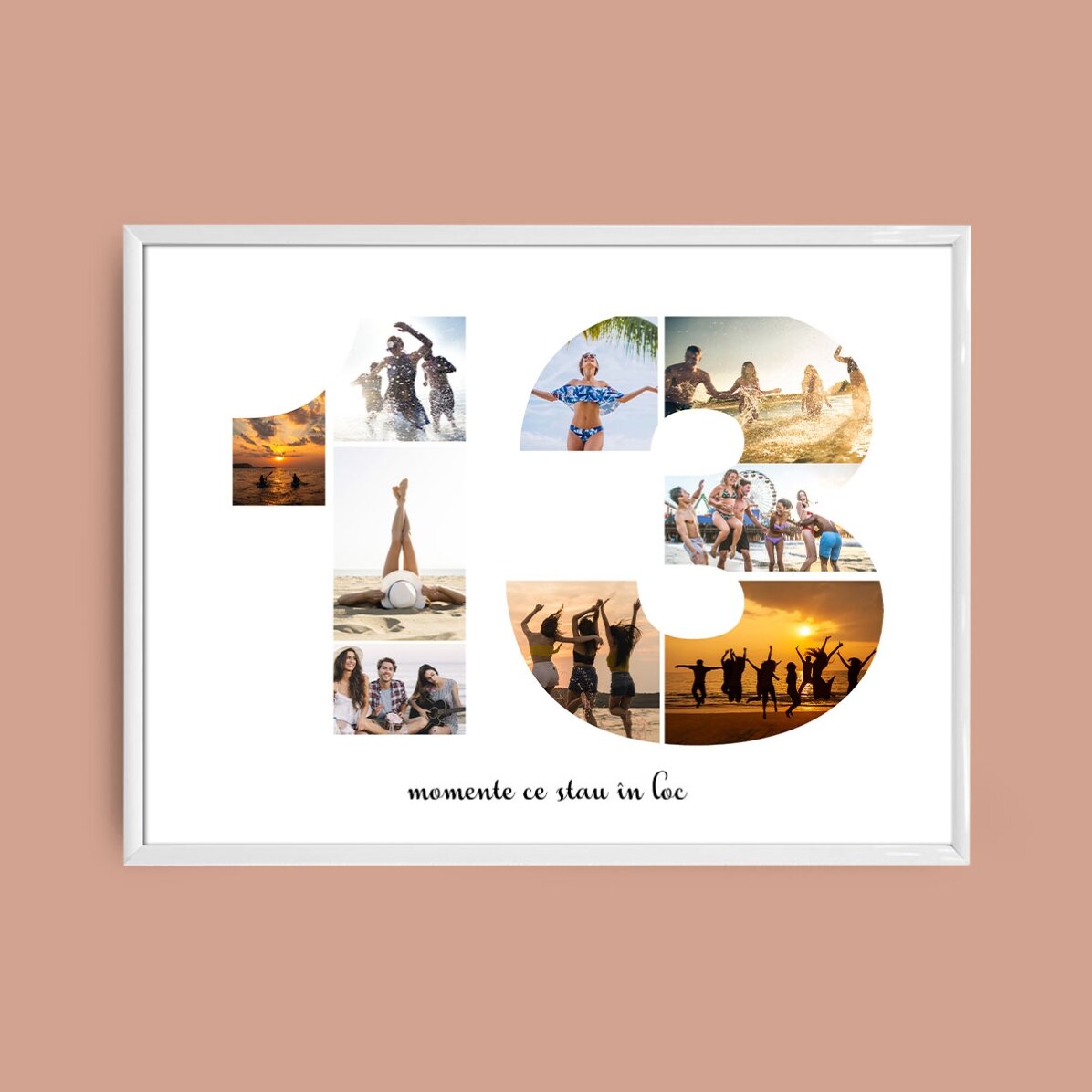 Персонализирано платно с пейзаж с 9 снимки, модел номер 13 и текстово съобщение