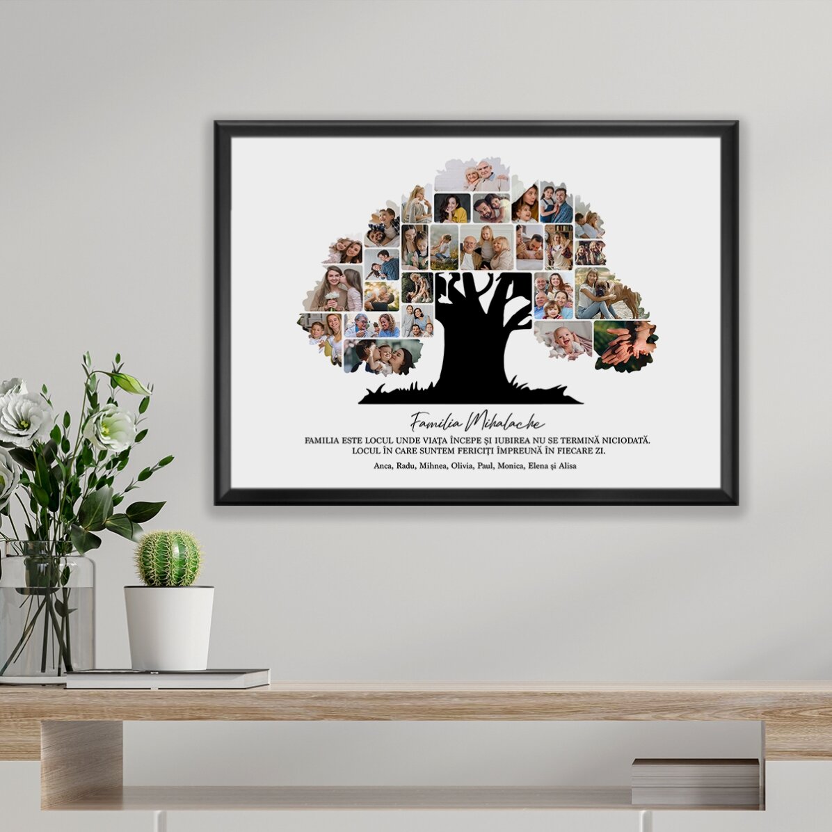 Tablou landscape personalizat cu poze și text - Familia noastră