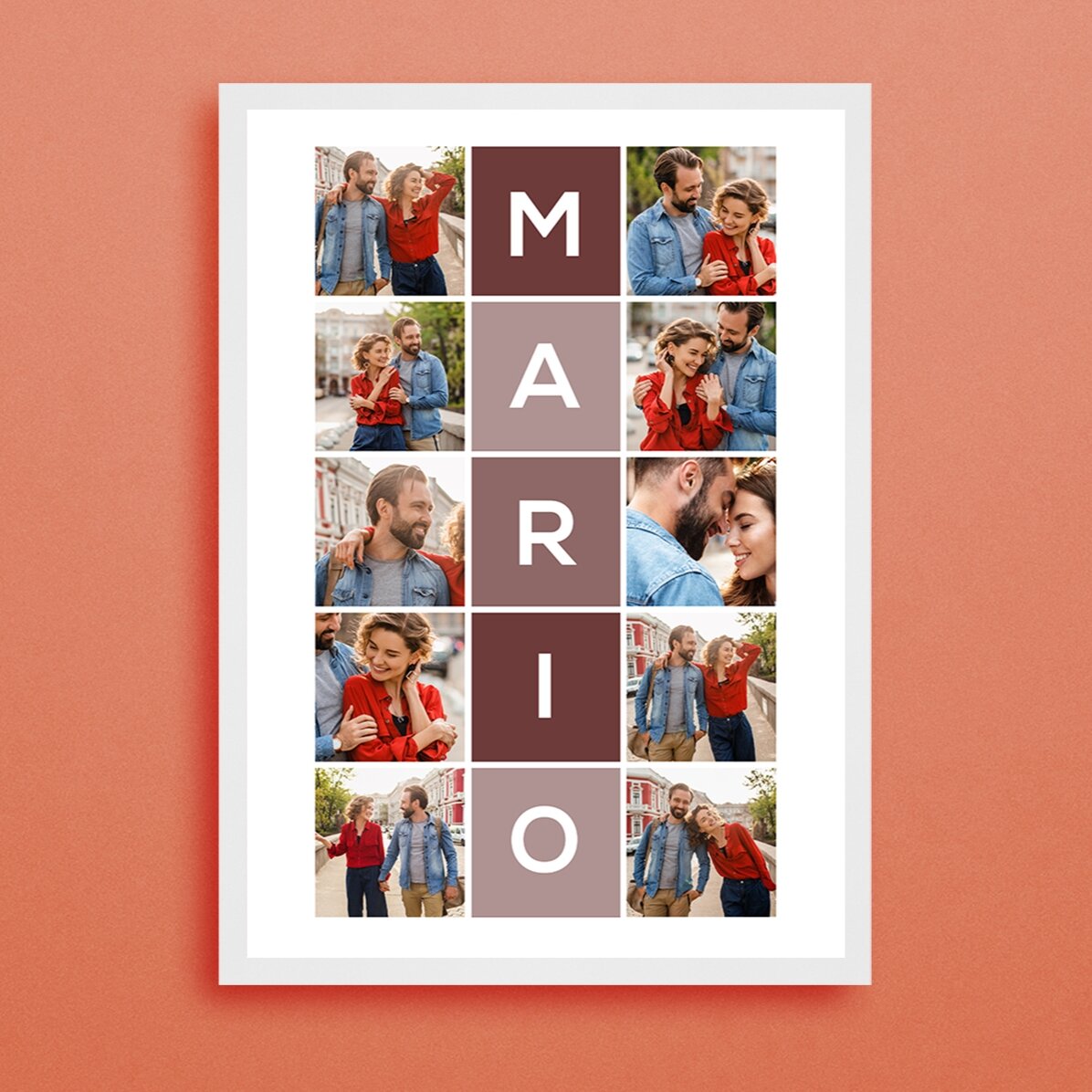 Tablou personalizat cu 10 poze și nume din 5 litere