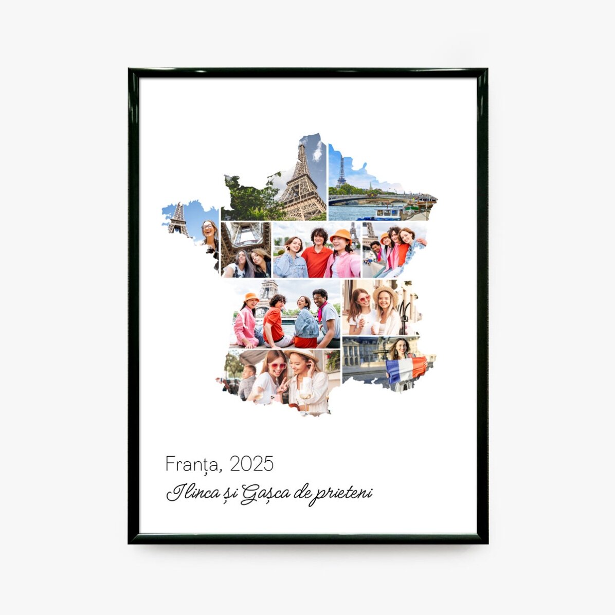 Tablou personalizat cu 10 poze și text - Franța