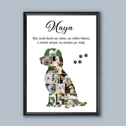 Tablou personalizat cu 19 poze și text - Cățel de talie mică 