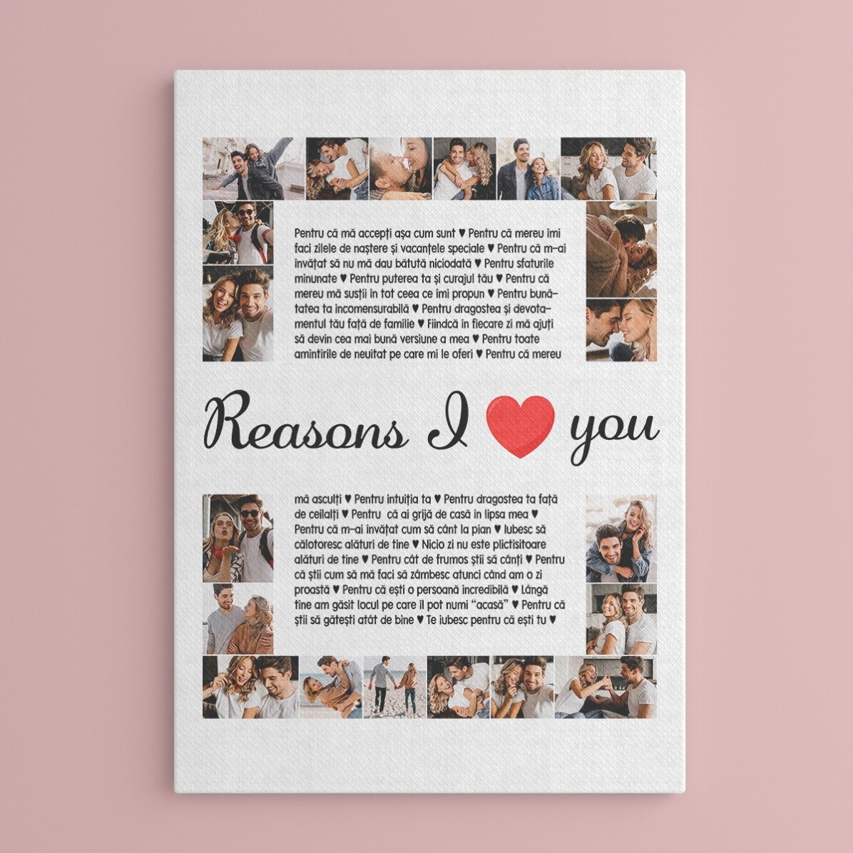Tablou personalizat cu 20 poze și text - Reasons I love you