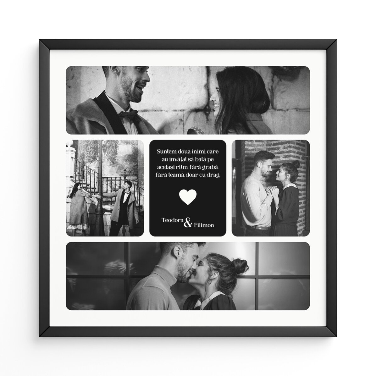 Tablou personalizat cu 4 poze și text - Pure love