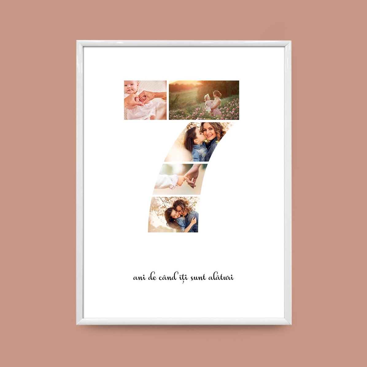 Персонализирано платно с 5 снимки, модел номер 7 и текстово съобщение