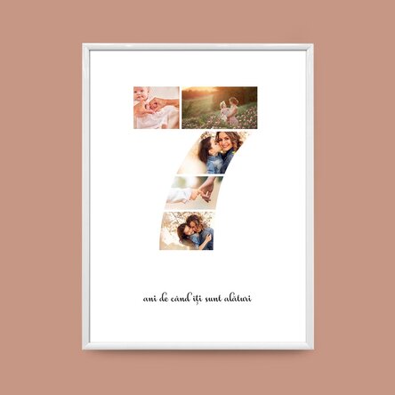 Персонализирано платно с 5 снимки, модел номер 7 и текстово съобщение