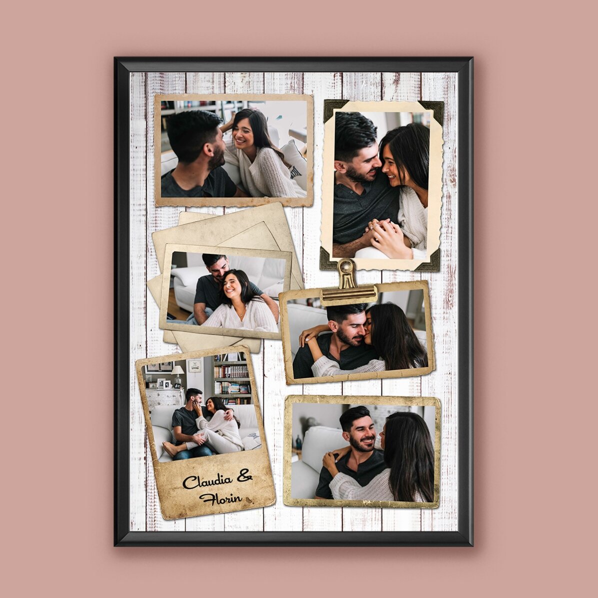 Tablou personalizat cu 6 poze în design vintage