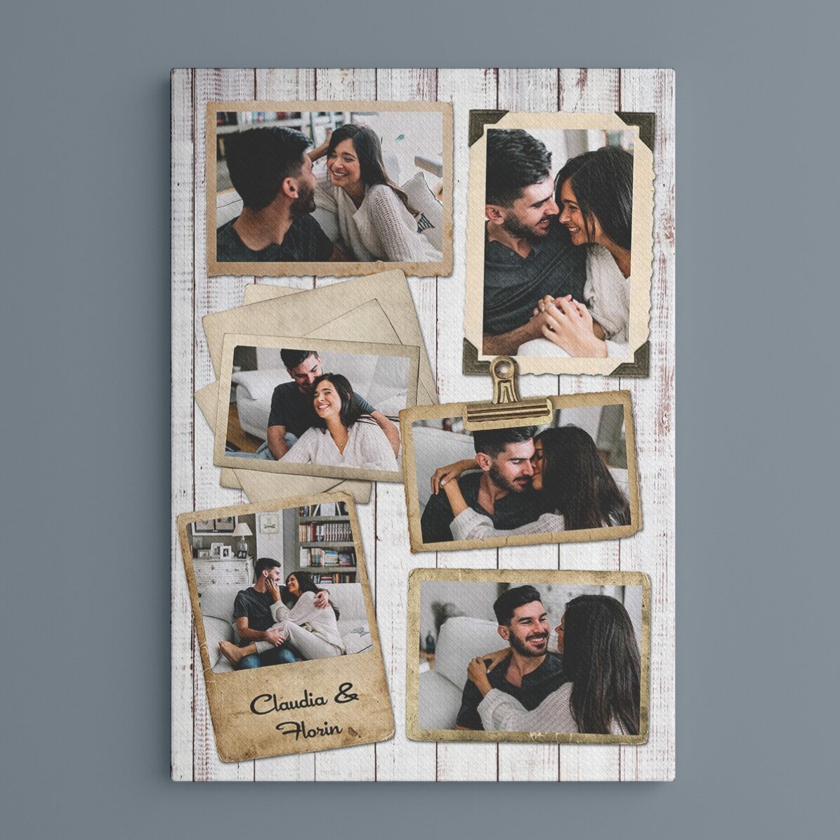 Tablou personalizat cu 6 poze în design vintage