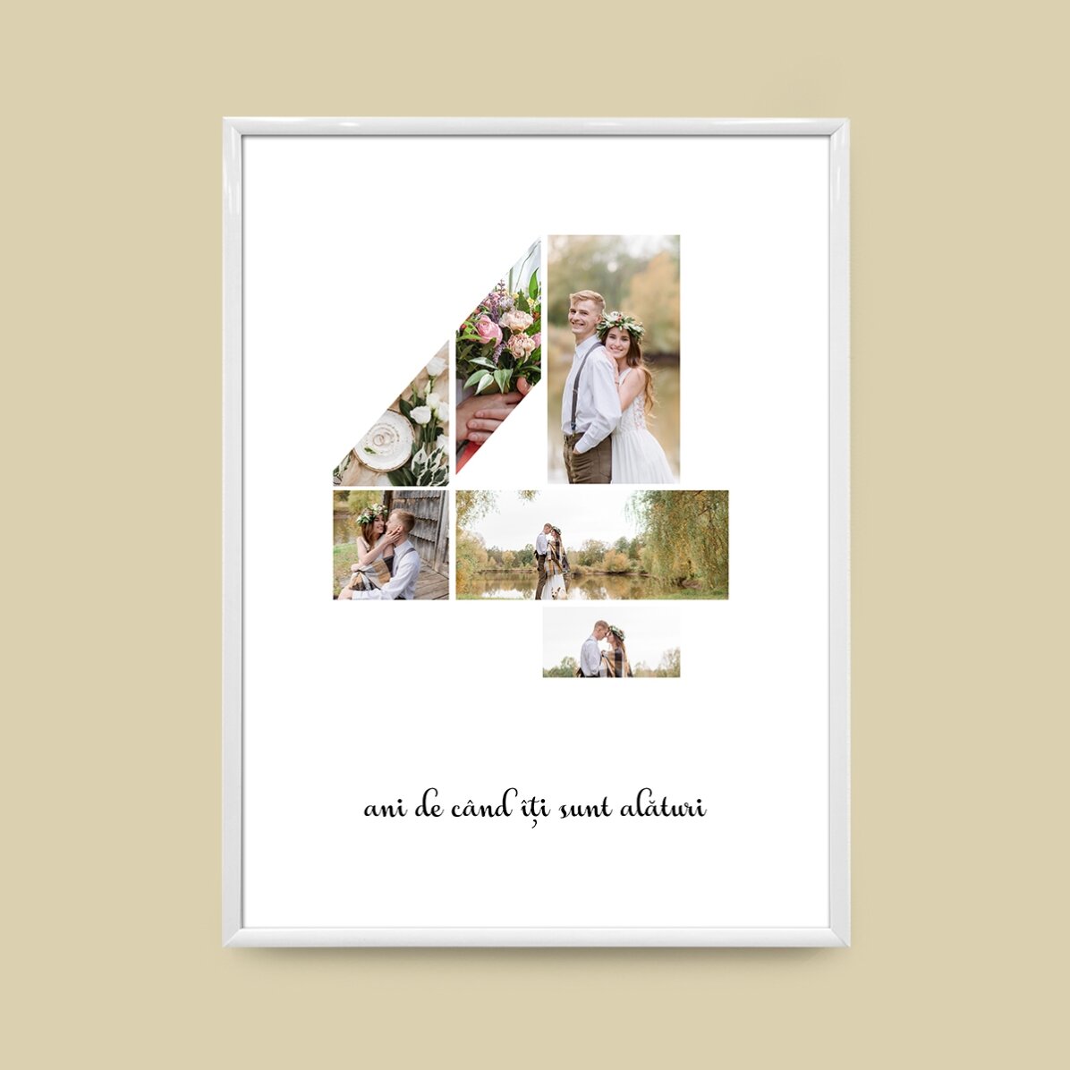 Персонализирано платно с 6 снимки, модел номер 4 и текстово съобщение