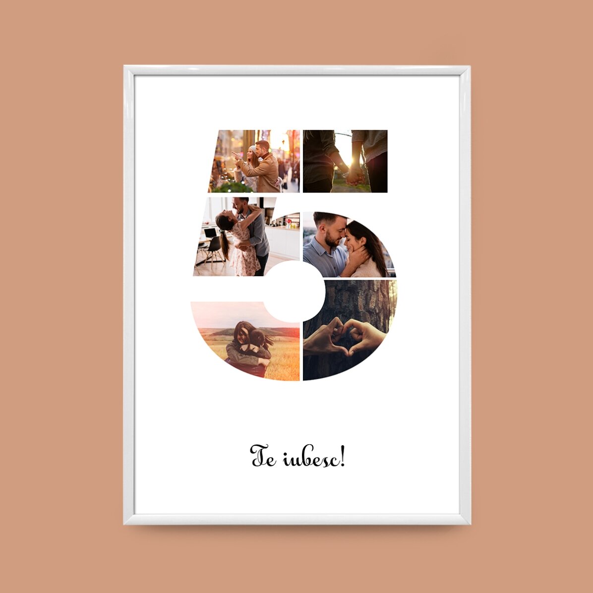 Персонализирано платно с 6 снимки, модел номер 5 и текстово съобщение