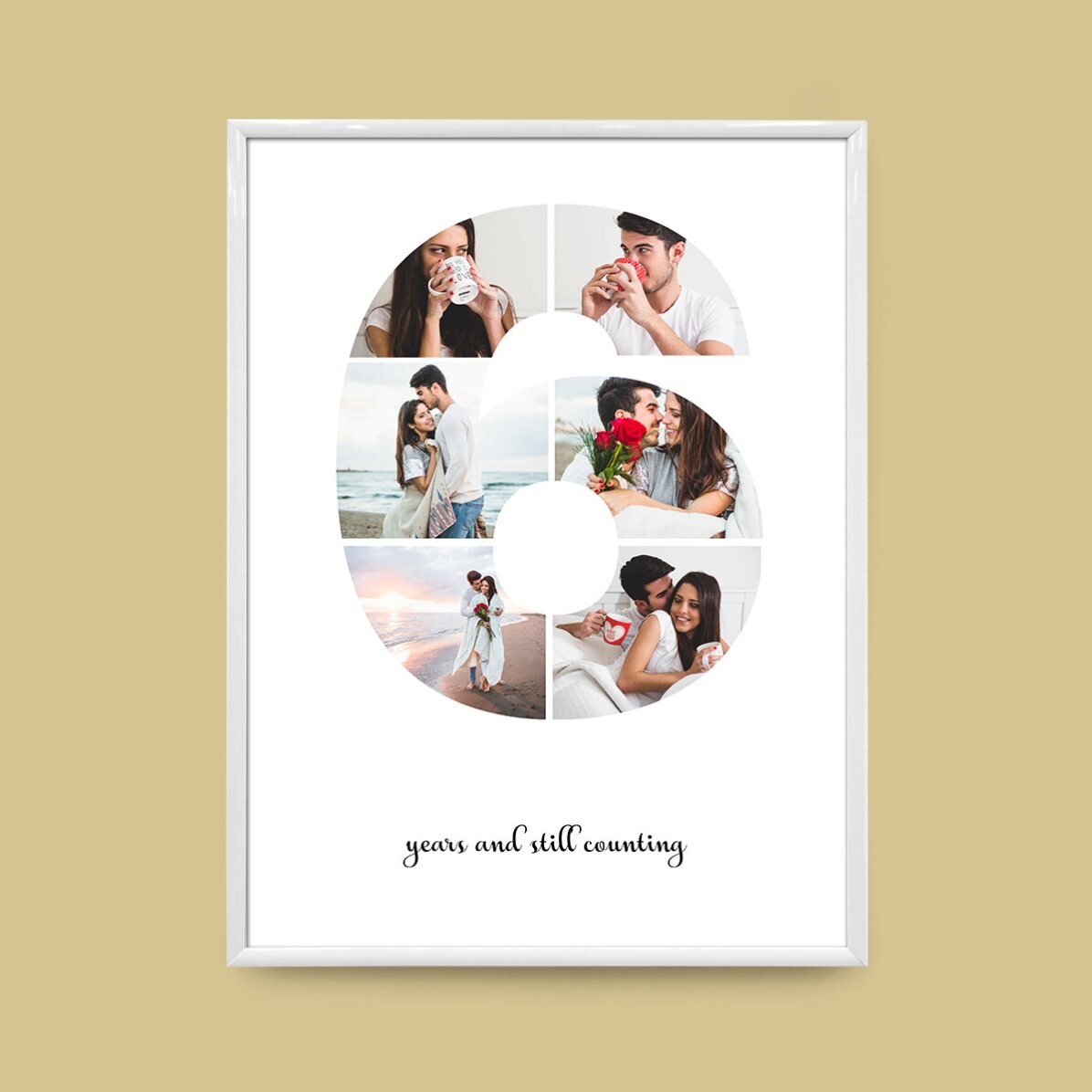 Персонализирано платно с 6 снимки, модел номер 6 и текстово съобщение