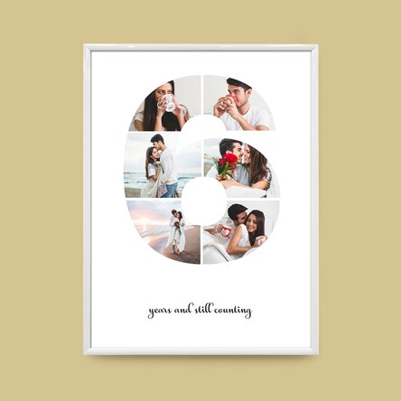 Персонализирано платно с 6 снимки, модел номер 6 и текстово съобщение