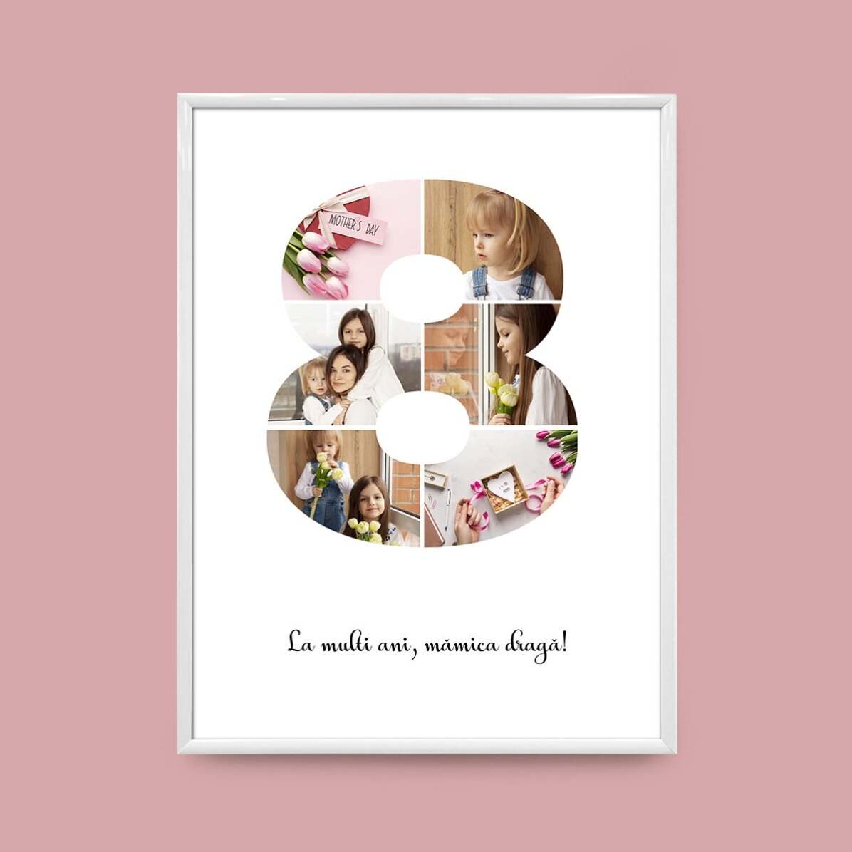 Персонализирано платно с 6 снимки, модел номер 8 и текстово съобщение