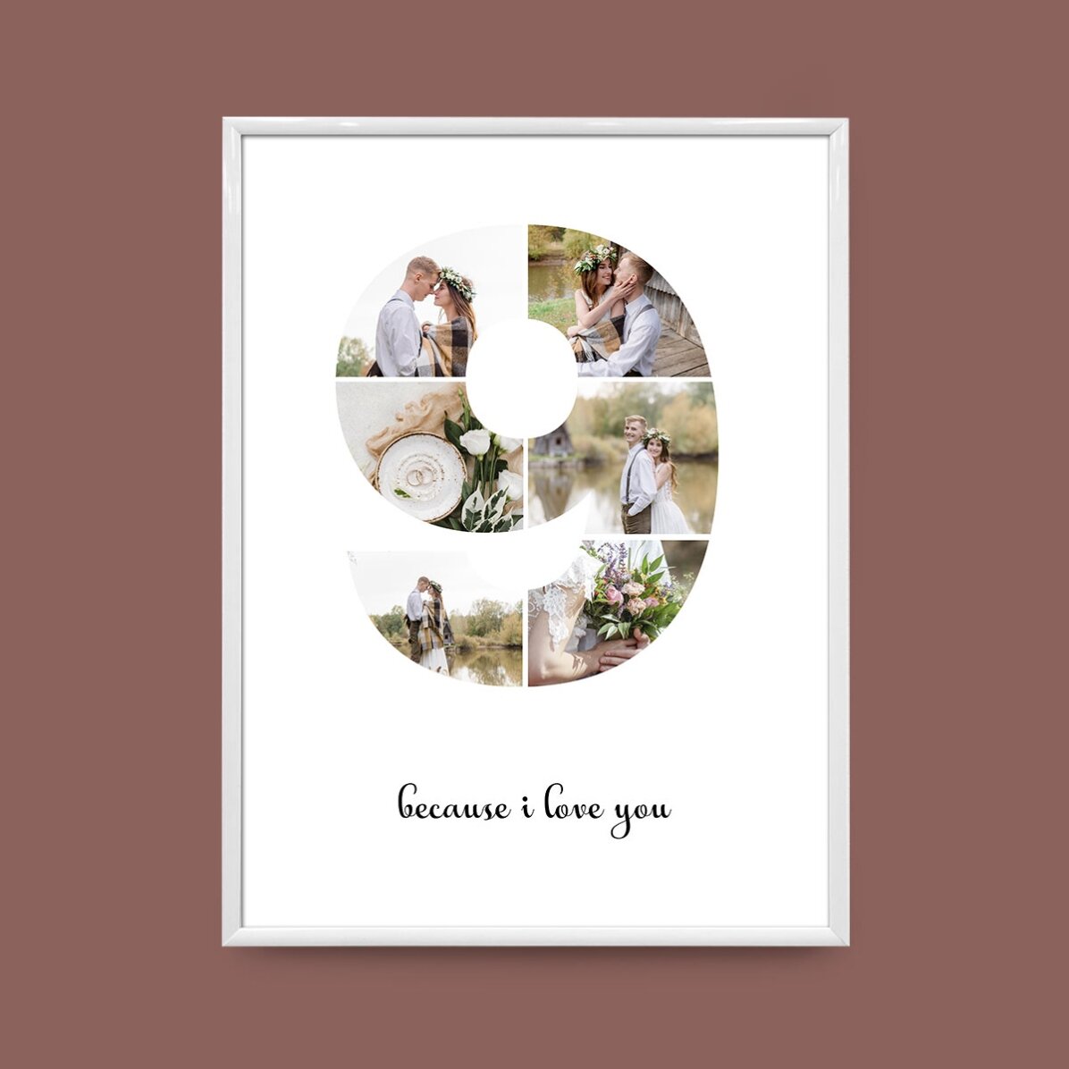 Персонализирано платно с 6 снимки, модел номер 9 и текстово съобщение