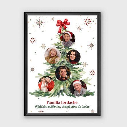 Tablou personalizat cu 6 poze și text - Bradul cu amintiri