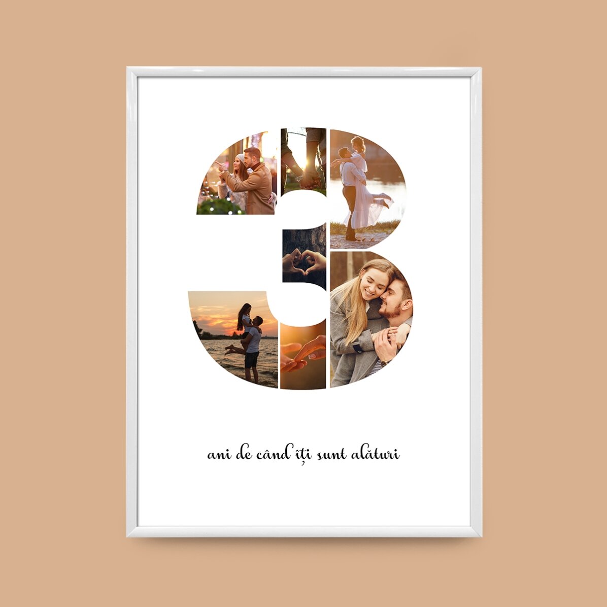 Персонализирано платно с 7 снимки, модел номер 3 и текстово съобщение