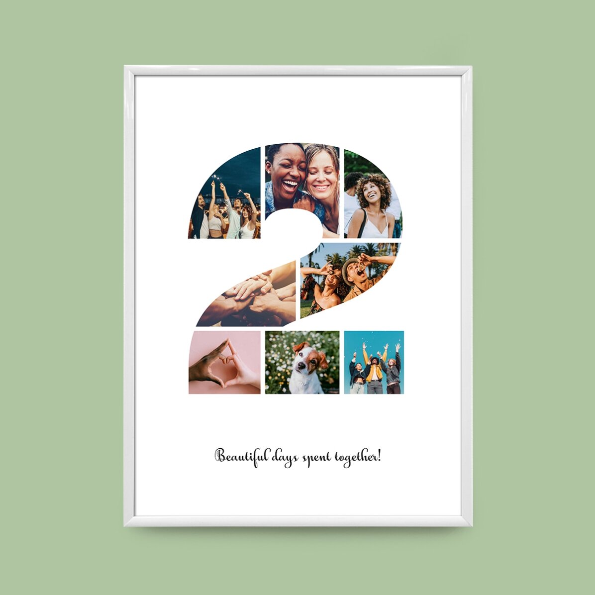 Персонализирано платно с 8 снимки, модел номер 2 и текстово съобщение