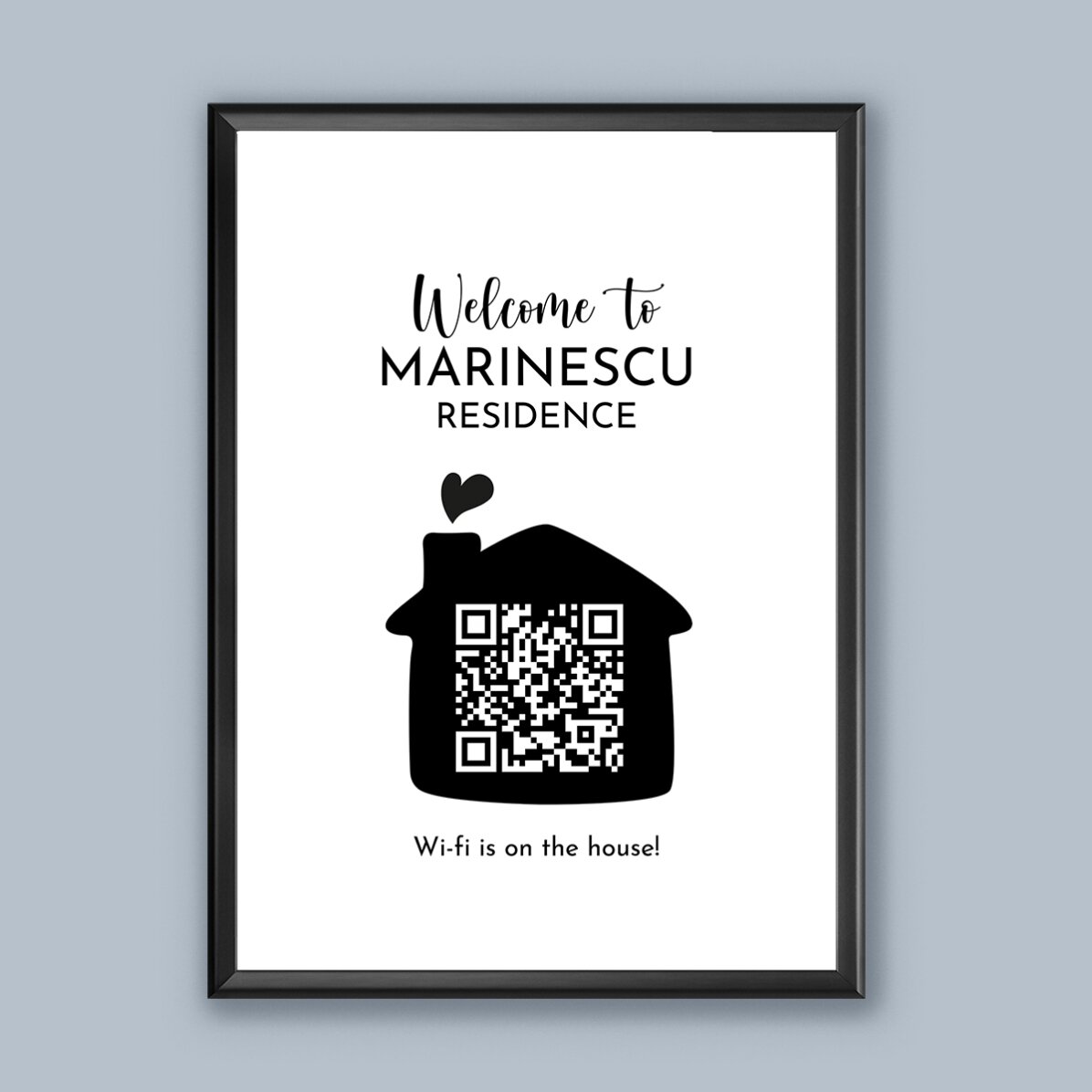 Tablou personalizat cu cod QR - Free Wifi