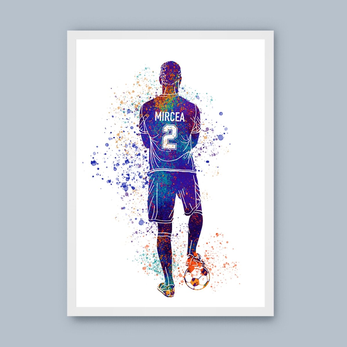 Tablou personalizat cu numele și numărul tău de jucător - Fotbal